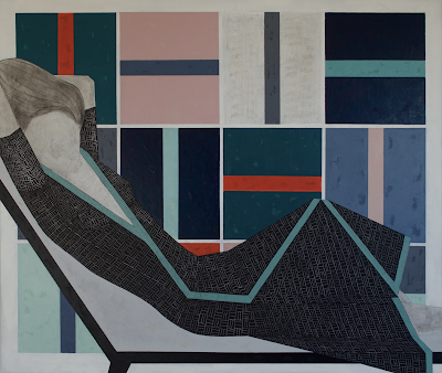 cuadro abstracto de una chica sobre sentada